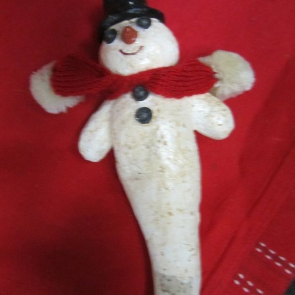 VINTAGE 90'S SNOWMAN COLLECTION OF 5 SNOWMAN MOTIF ORNAMENTS/FIGURES - Picture 6 of 9